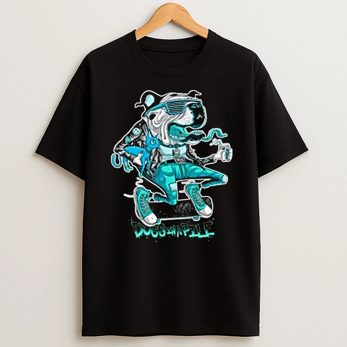 Dogs In A Pile Skater Dog T Shirt