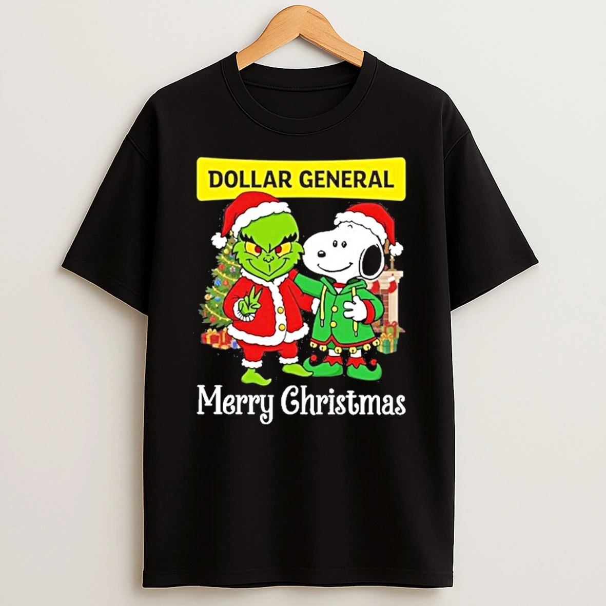 Dollar General Santa Grinch X Santa Snoopy Merry Christmas T Shirt