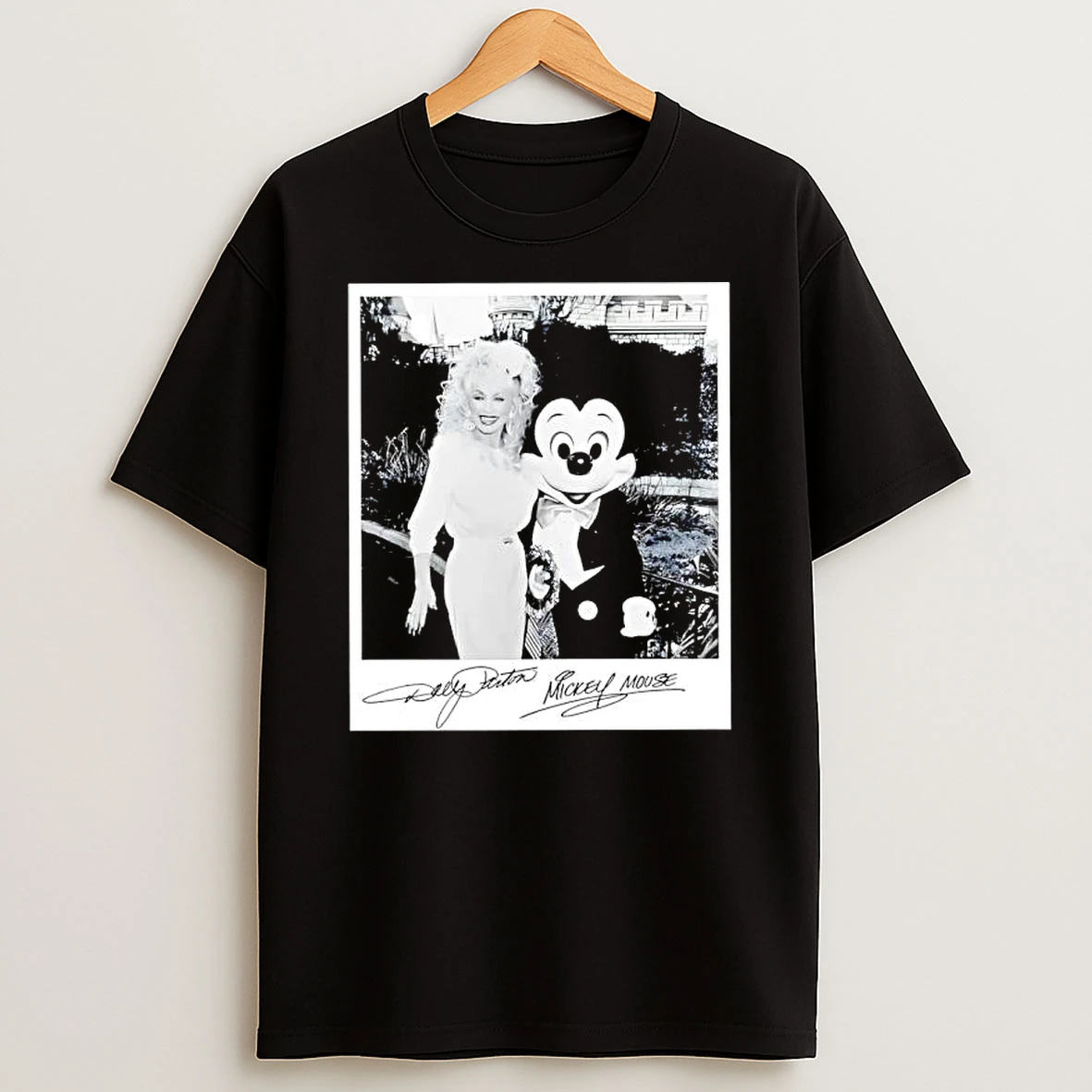 Dolly Parton And Mickey Mouse Signatures Graphic T Shirt