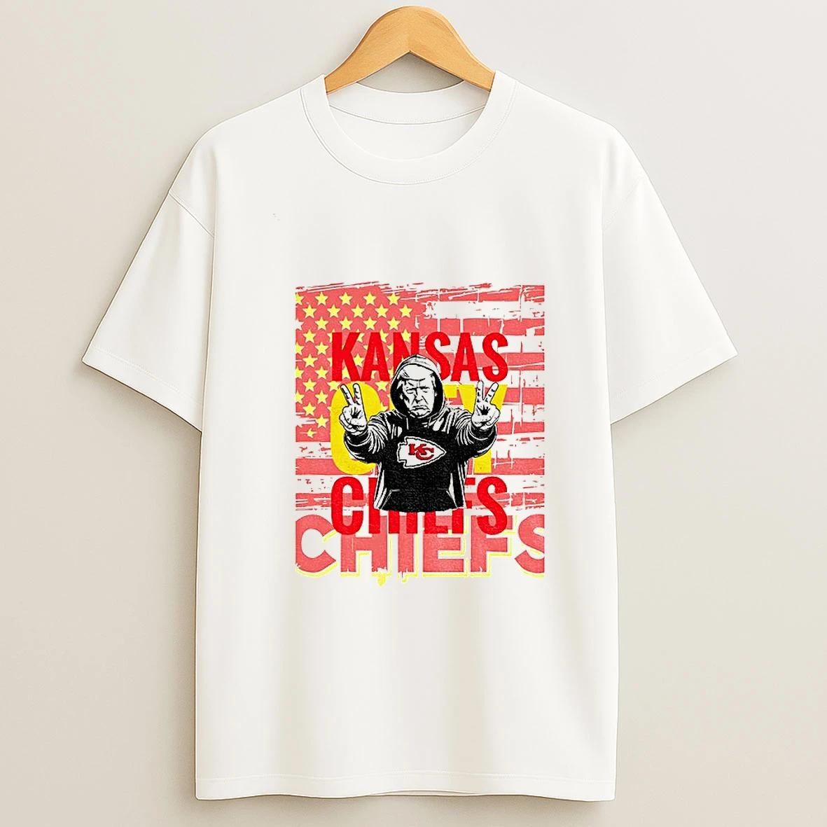 Donald Trump Peace Hands Kansas City Chiefs Nfl Football American Flag T Shirt