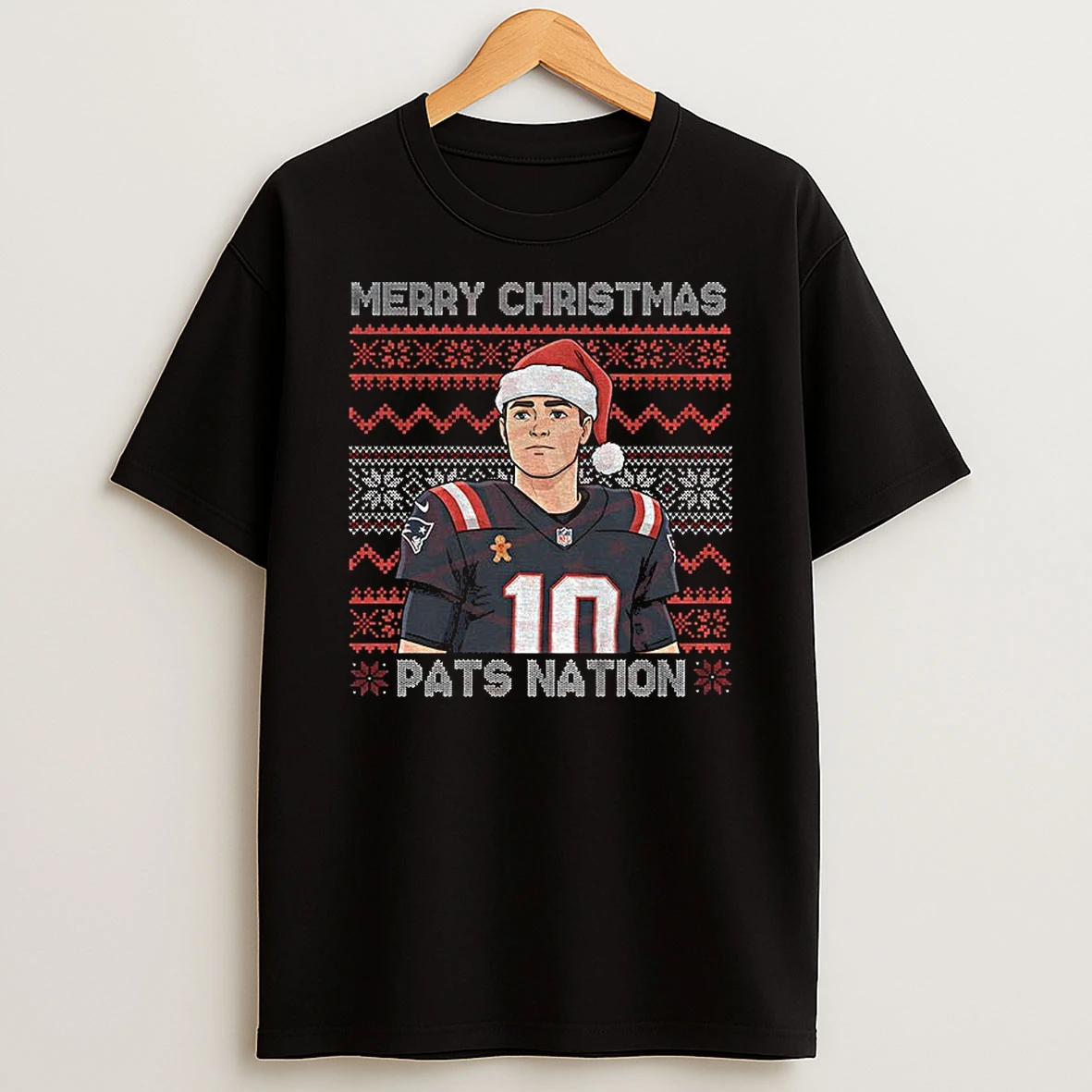 Drake Maye New England Patriots Nfl Pats Nation Merry Christmas T Shirt