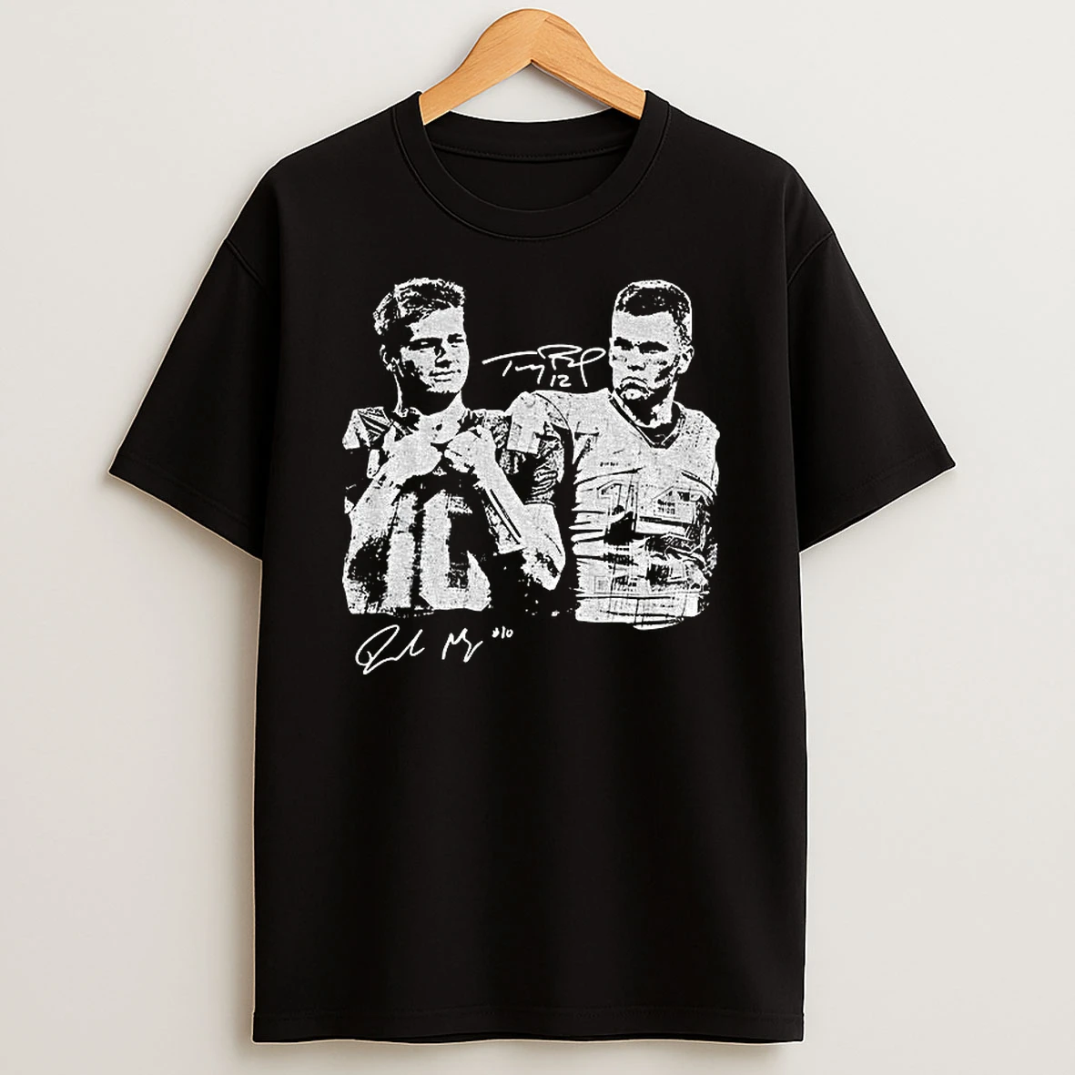 Drake Maye And Tom Brady Football Y2k Style New England Football Vintage Signature T Shirt