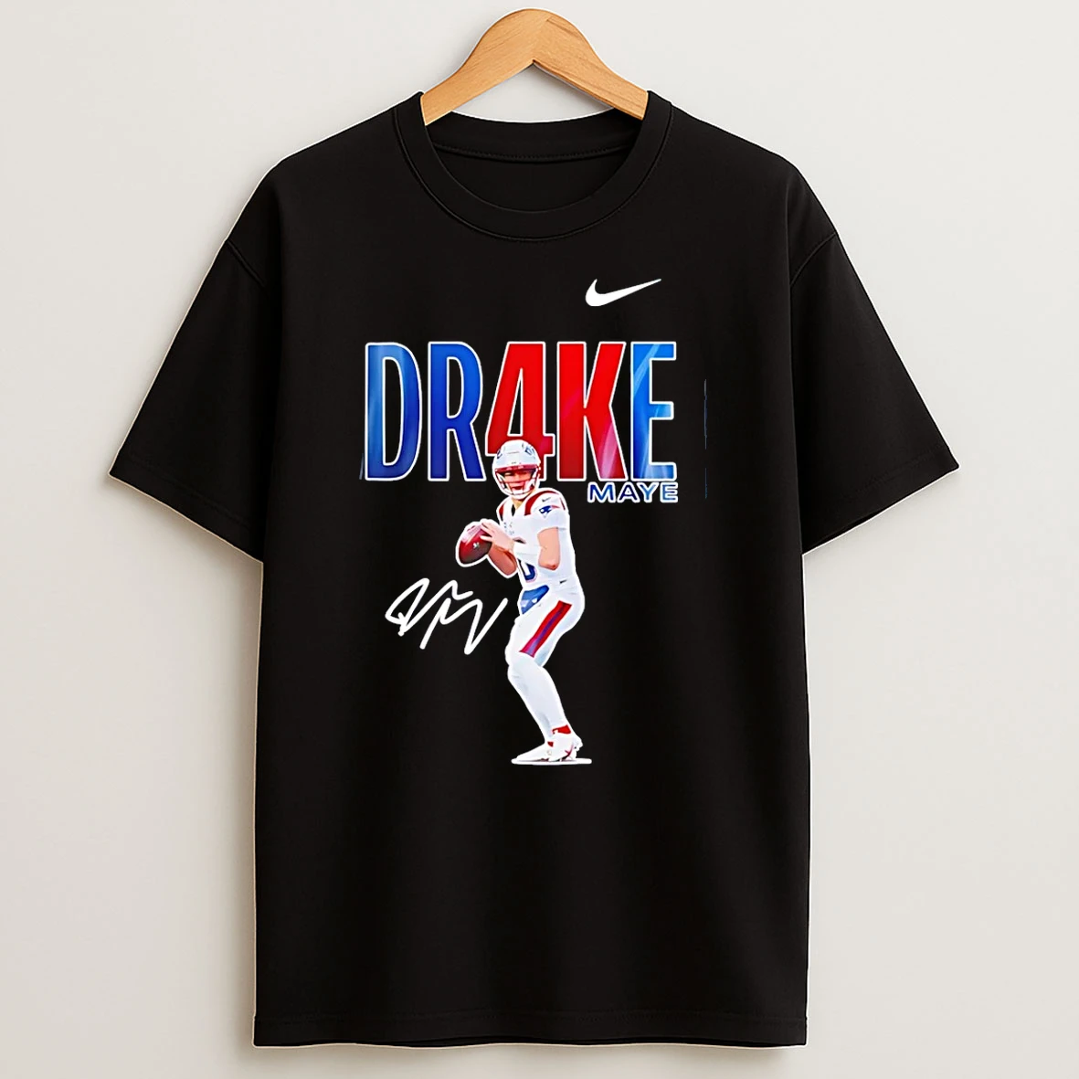 Drake Maye No 10 Patriots Signature T Shirt