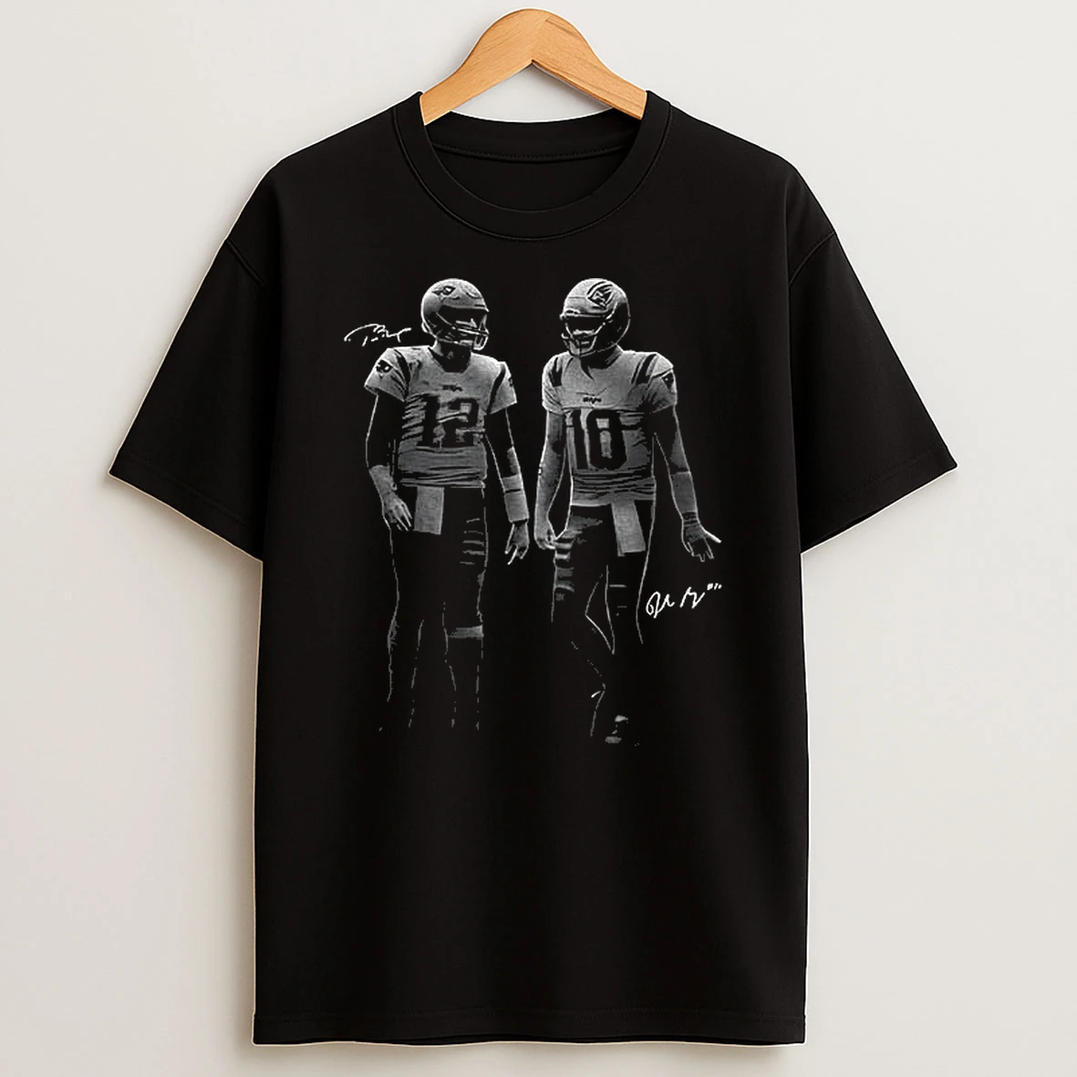 Drake Maye Vs Tom Brady New England Patriots Cheerleading Football Signatures T Shirt