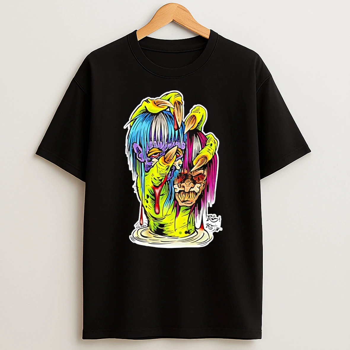 Dual Toned Monster Zombie Goat Cartoon T Shirt