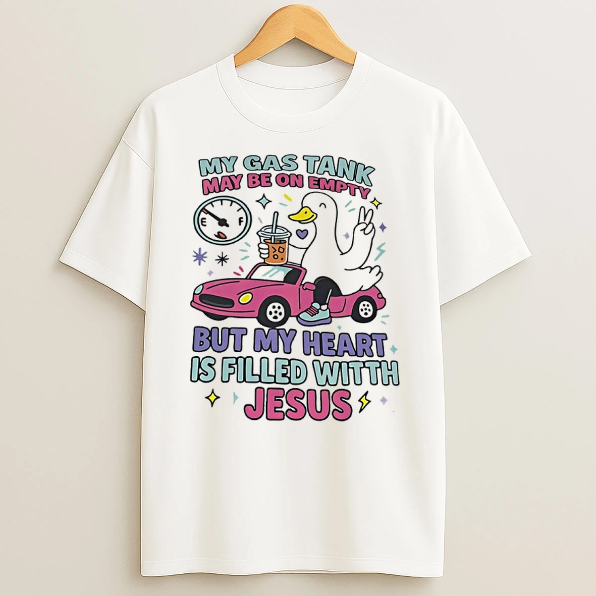 Duck My Has Tank May Be On Empty But My Heart Is Filled With Jesus T Shirt