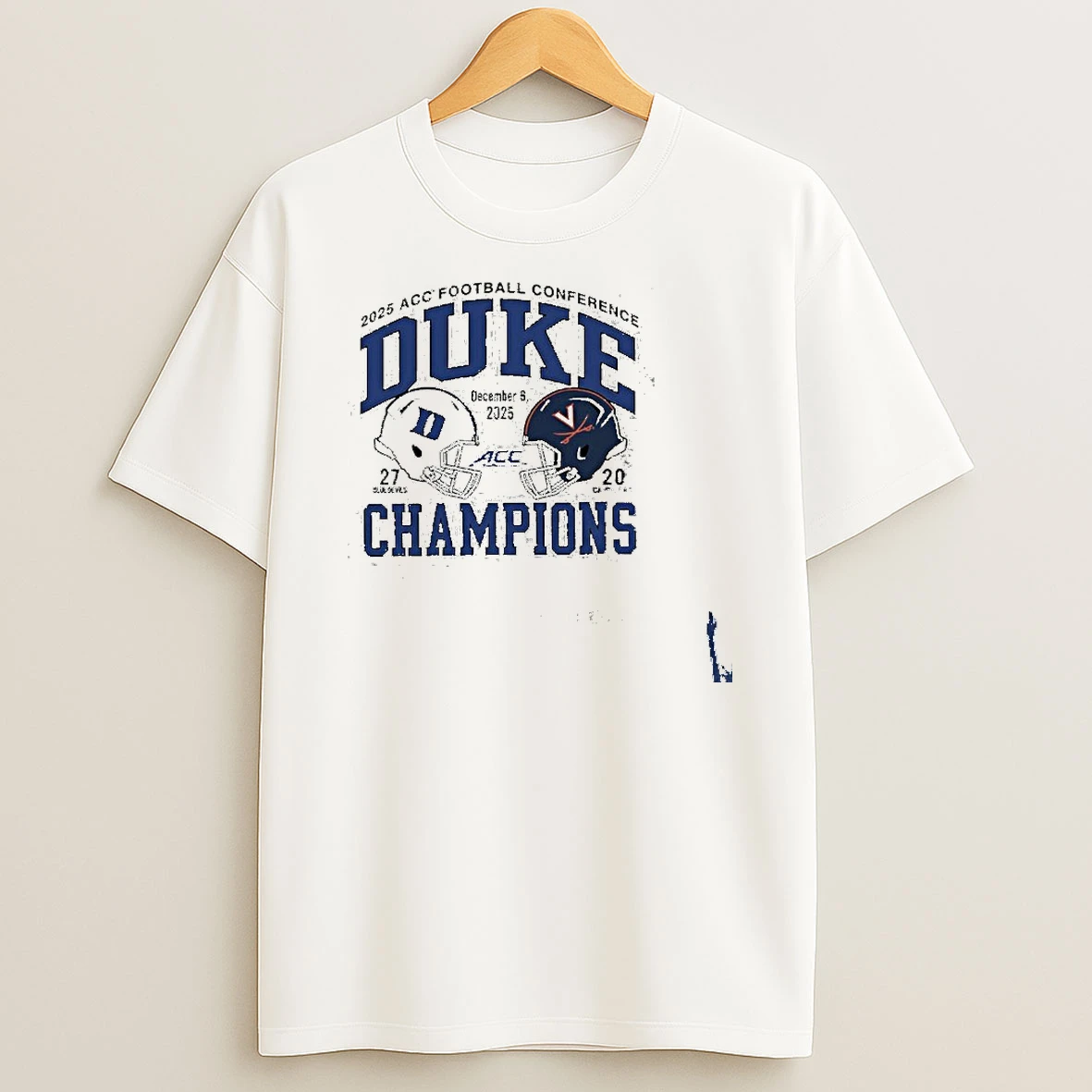 Duke 2025 Acc Football Champs Score 27 20 Cavaliers T Shirt