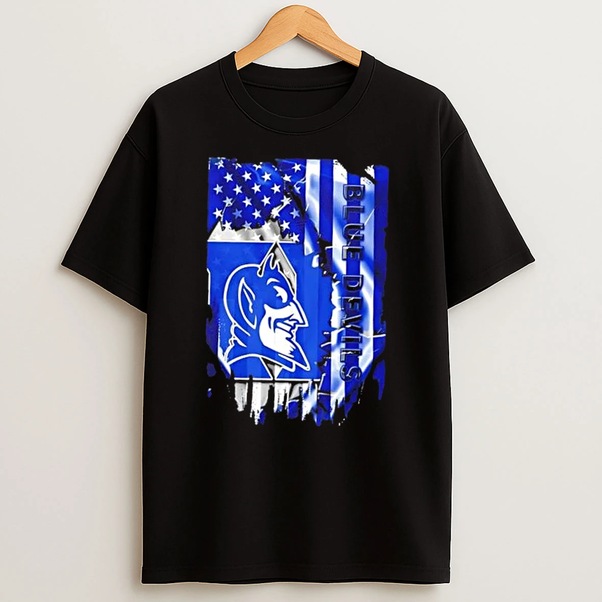 Duke Blue Devils Football X American Flag T Shirt