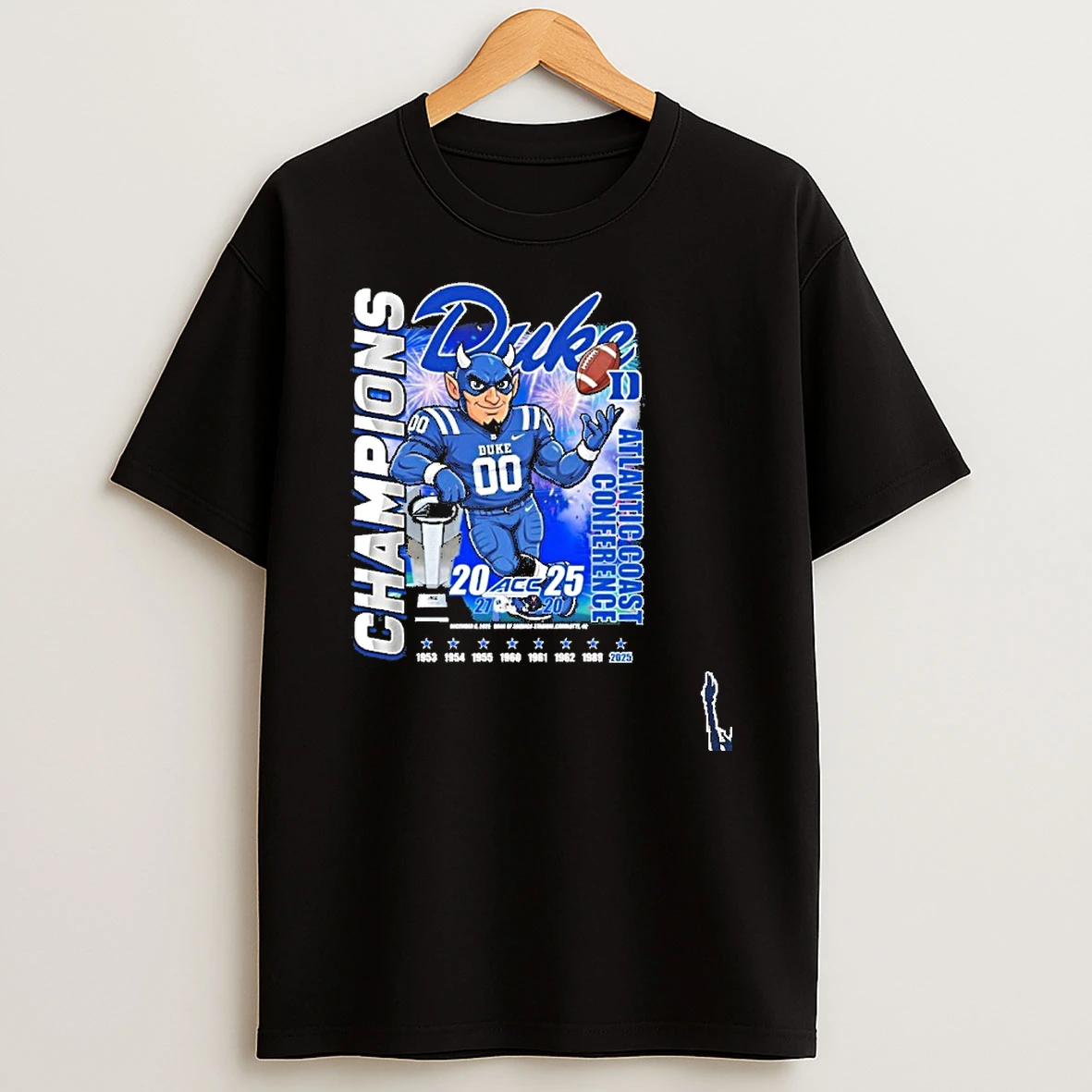 Duke Blue Devils Mascot 2025 Acc Football Conference Champions T Shirt
