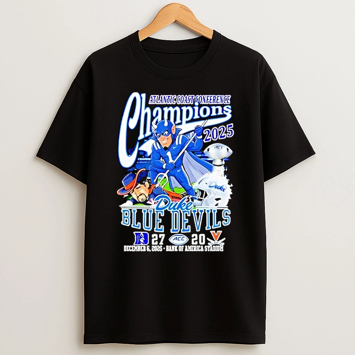 Duke Blue Devils Victory Stomp Virginia Cavaliers Atlantic Coast Conference Champions 2025 Mascot T Shirt