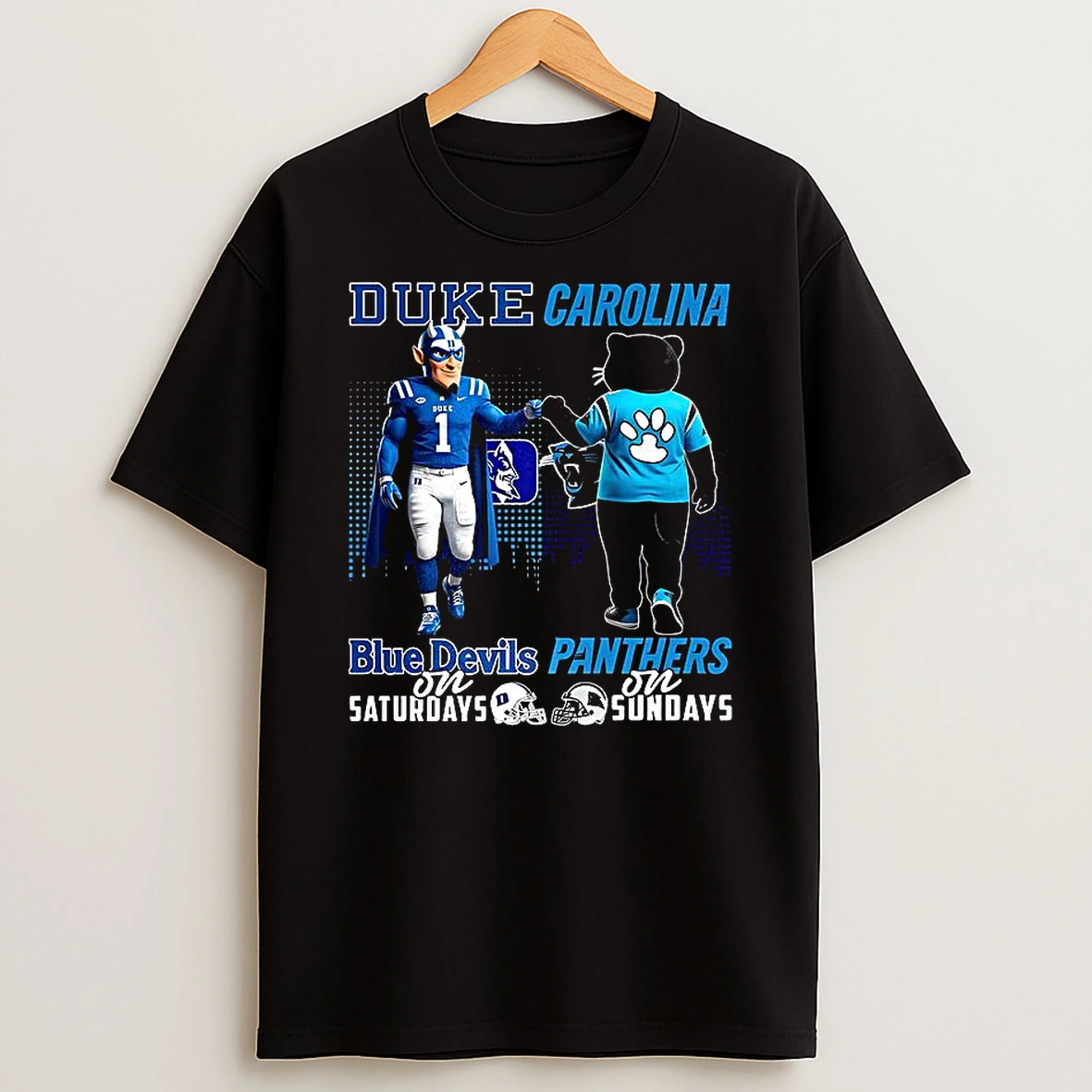 Duke Blue Devils On Saturdays Vs Carolina Panthers On Sundays Mascot T Shirt