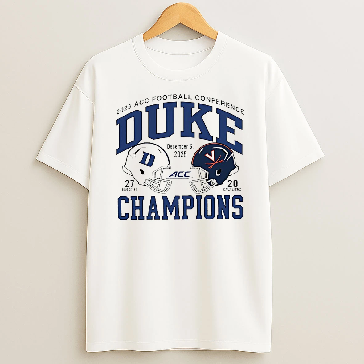 Duke Blue Devils Vs Virginia Cavaliers 2025 Acc Football Conference Champions Score Circle T Shirt