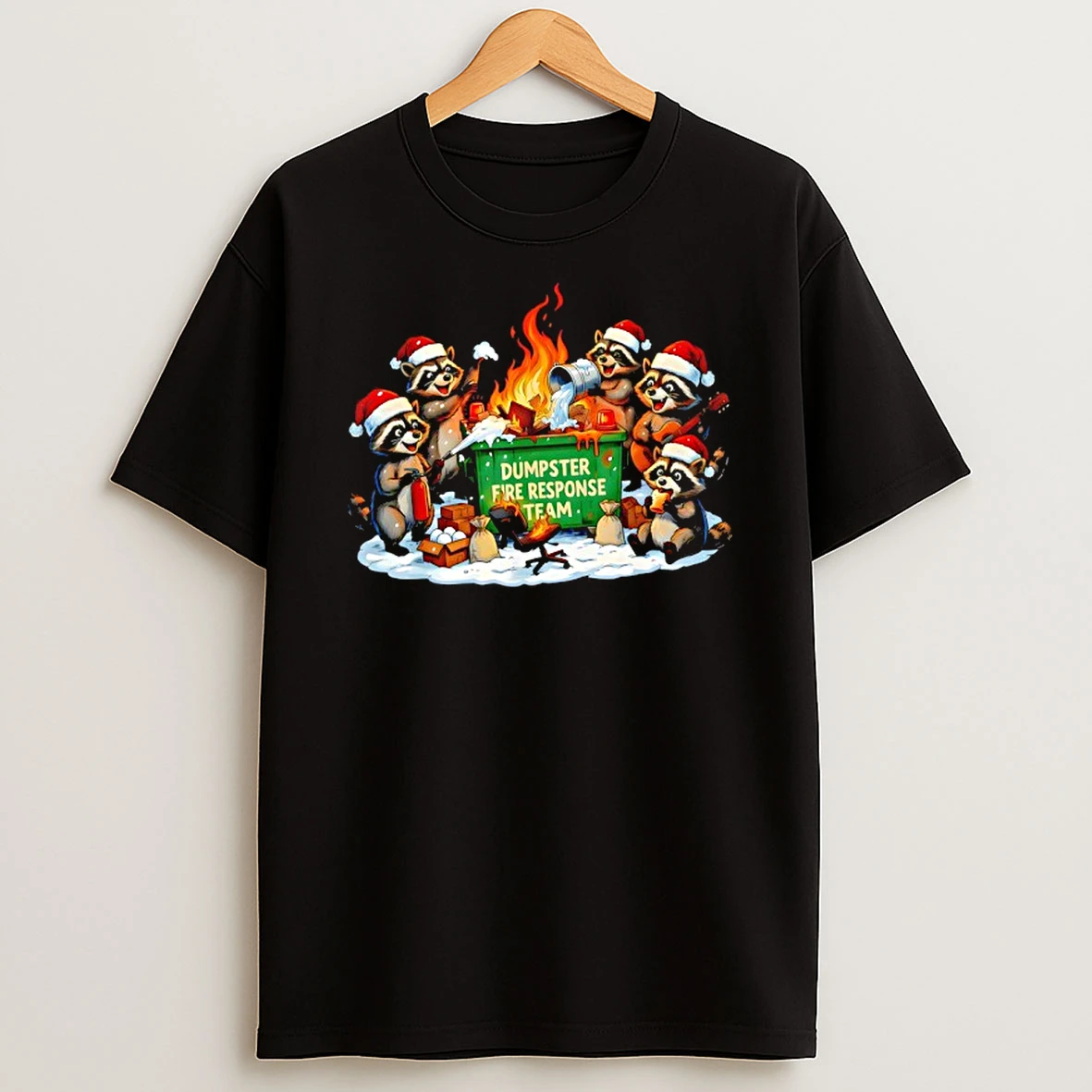 Dumpster Fire Response Team Funny Raccoon Christmas T Shirt