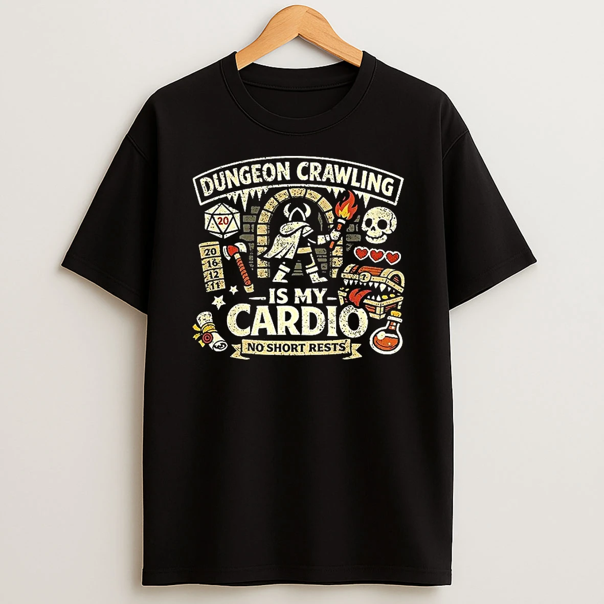 Dungeon Crawling Is My Cardio No Short Rests Dungeons And Dragons Retro T Shirt
