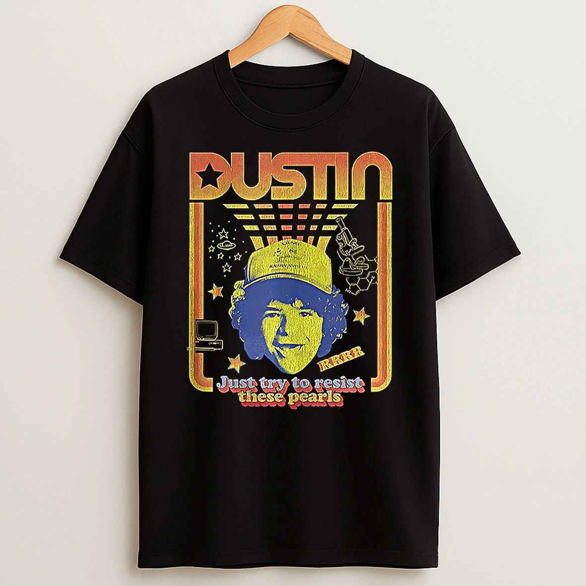 Dustin Henderson Stranger Things Just Try To Resist These Pearls Retro T Shirt