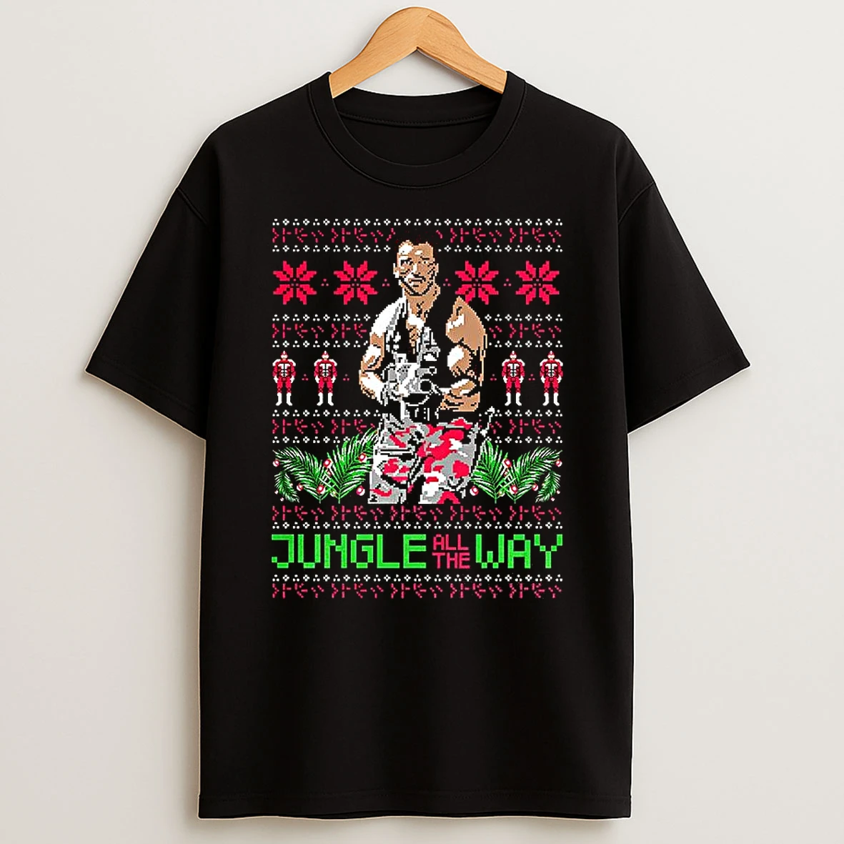 Dutch Predator Jungle All The Way Ugly Christmas T Shirt