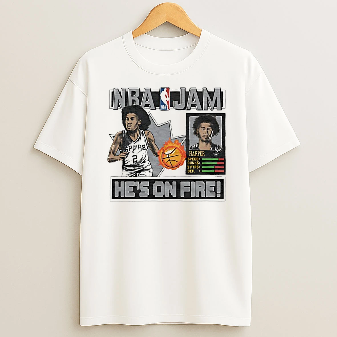 Dylan Harper Nba Jam San Antonio Spurs Basketball Hes On Fire T Shirt