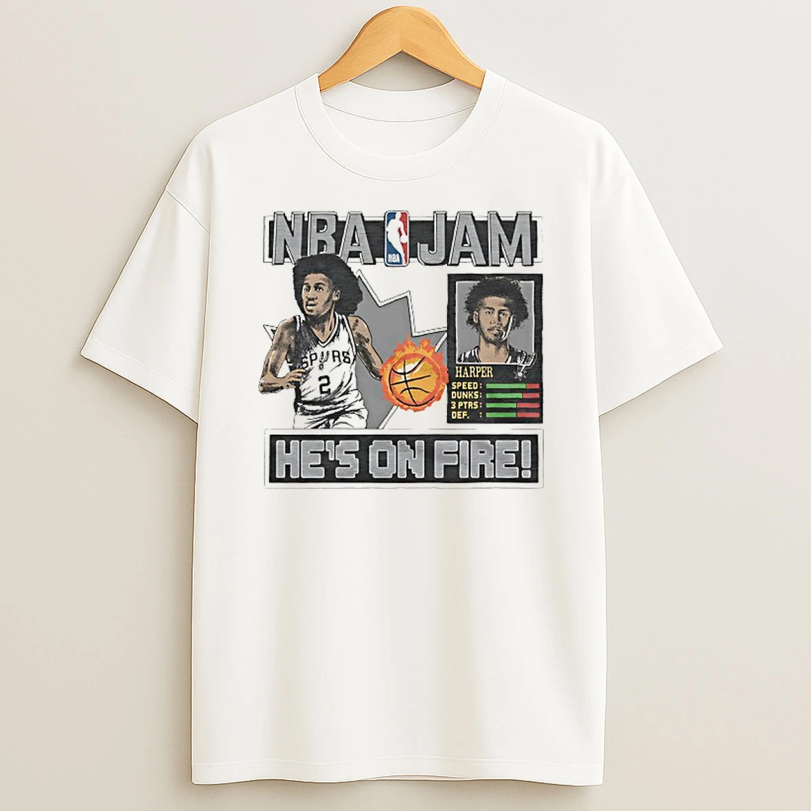 Dylan Harper Nba Jam Hes On Fire San Antonio Spurs Basketball T Shirt