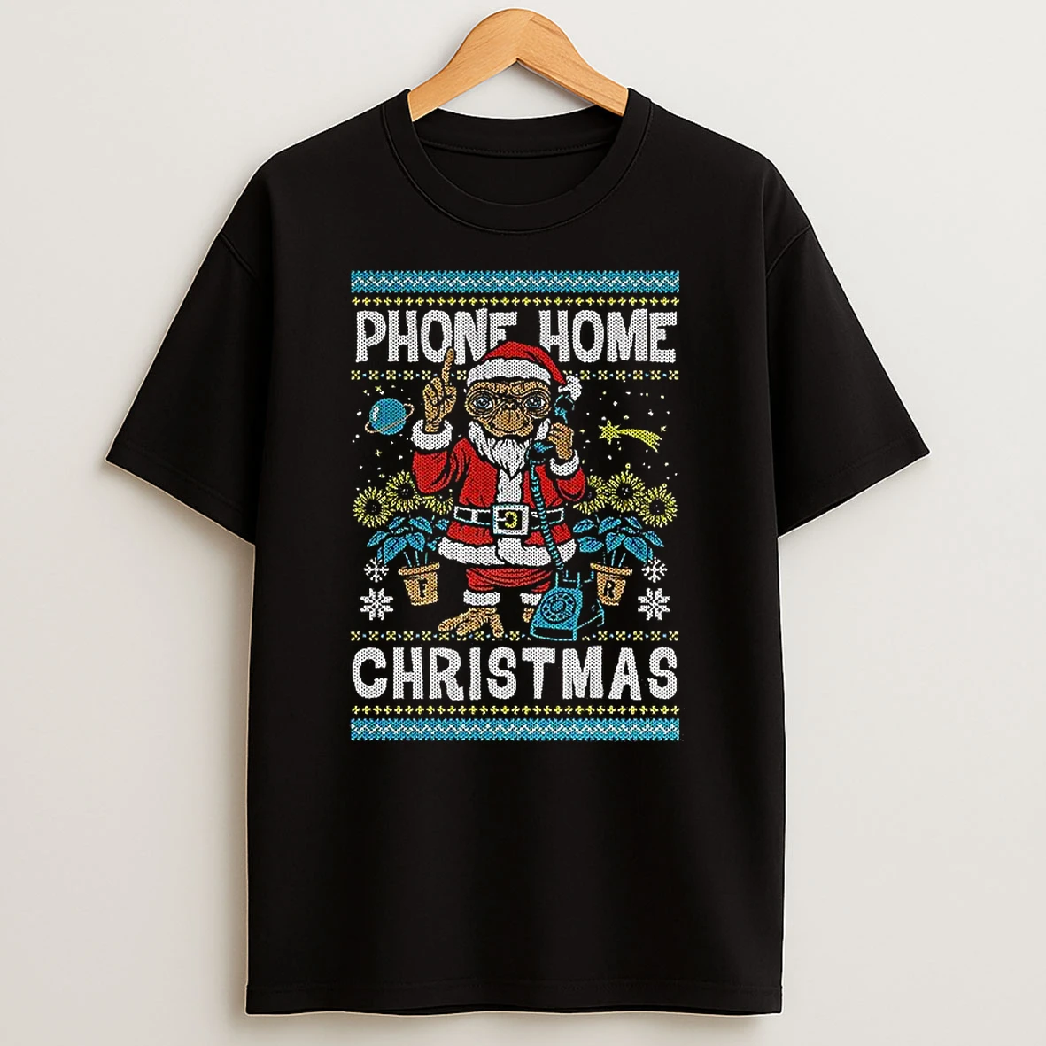 E T Santa Outfit Phone Home Christmas Alien Ugly Xmas T Shirt