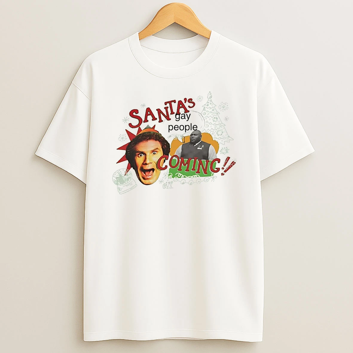 Elf Santas Coming Gay People T Shirt