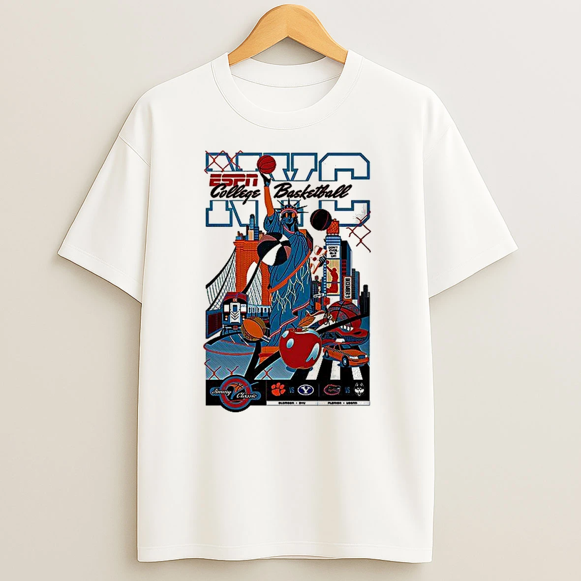Espn College Basketball Clemson Vs Byu And Florida Vs Uconn Jim V Classic T Shirt