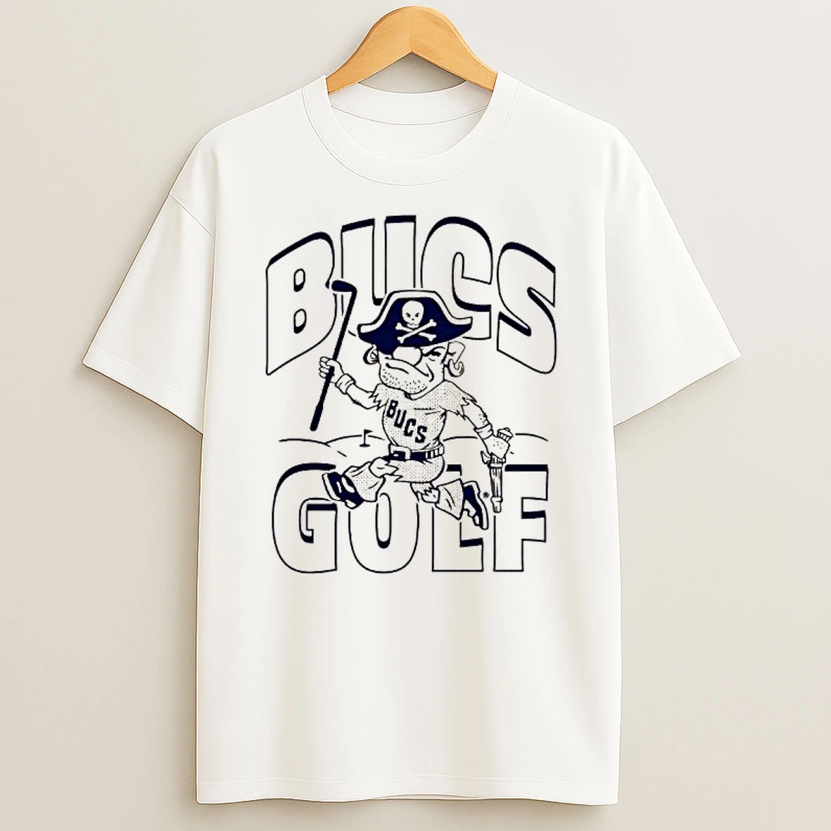 Etsu Buccaneers Golf Mascot Logo T Shirt