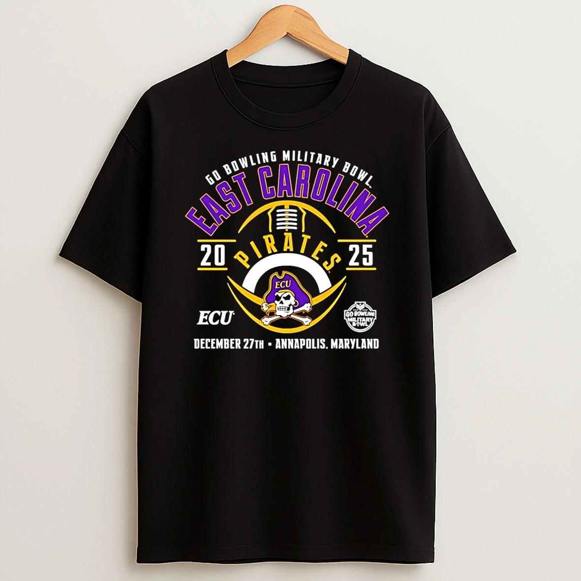 East Carolina Pirates 2025 Go Bowling Military Bowl T Shirt
