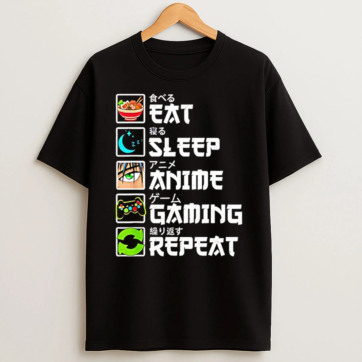 Eat Sleep Anime Gaming Repeat Gamer T Shirt