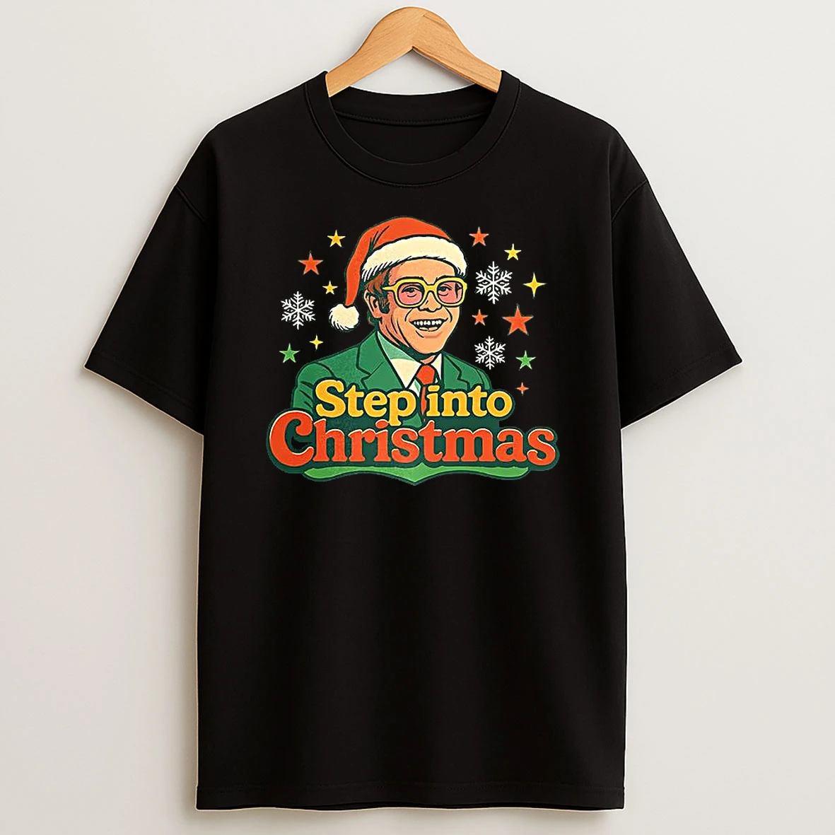Elton John Step Into Christmas Cartoon T Shirt