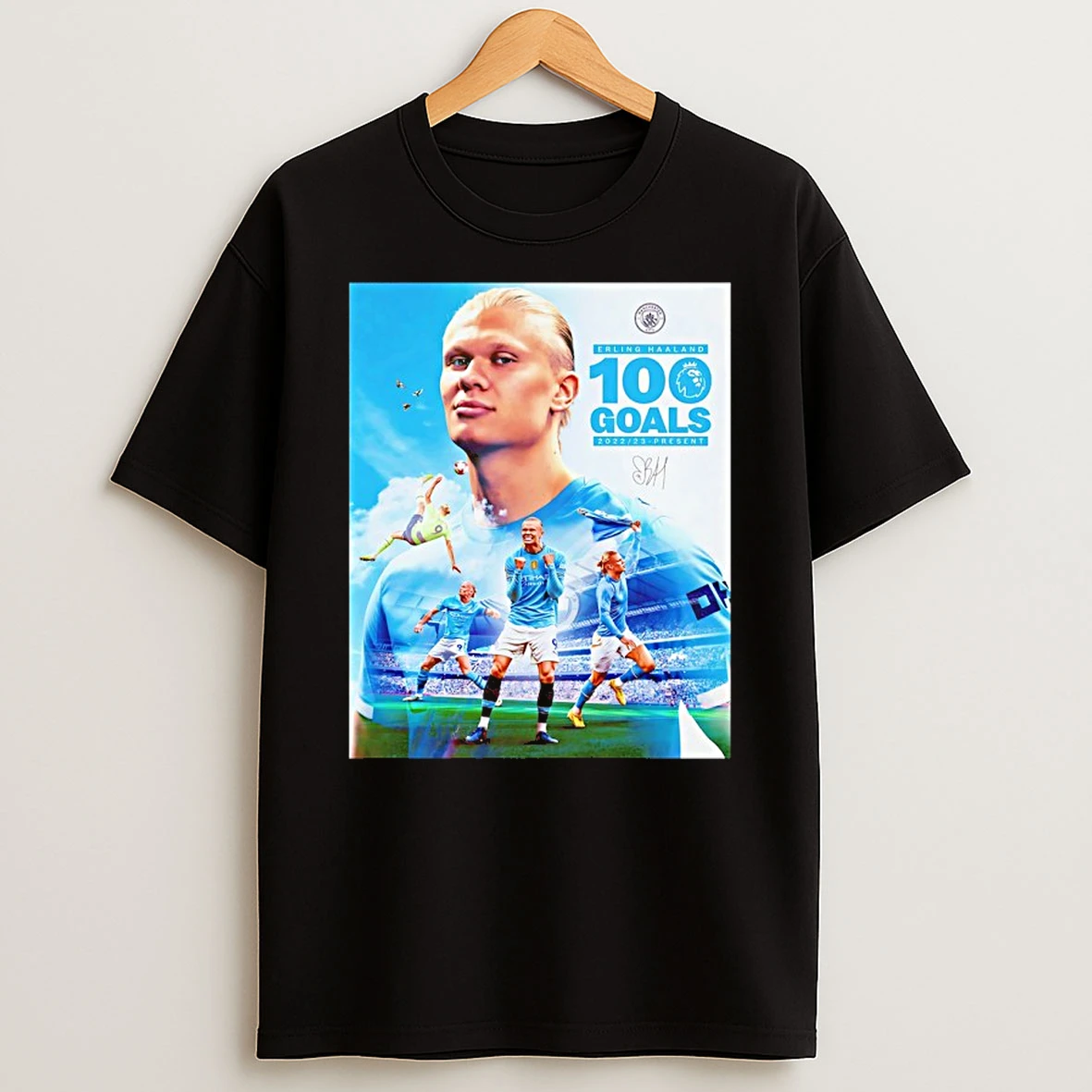 Erling Haaland 100 Goals Premier League 2022 2023 Present Signature T Shirt
