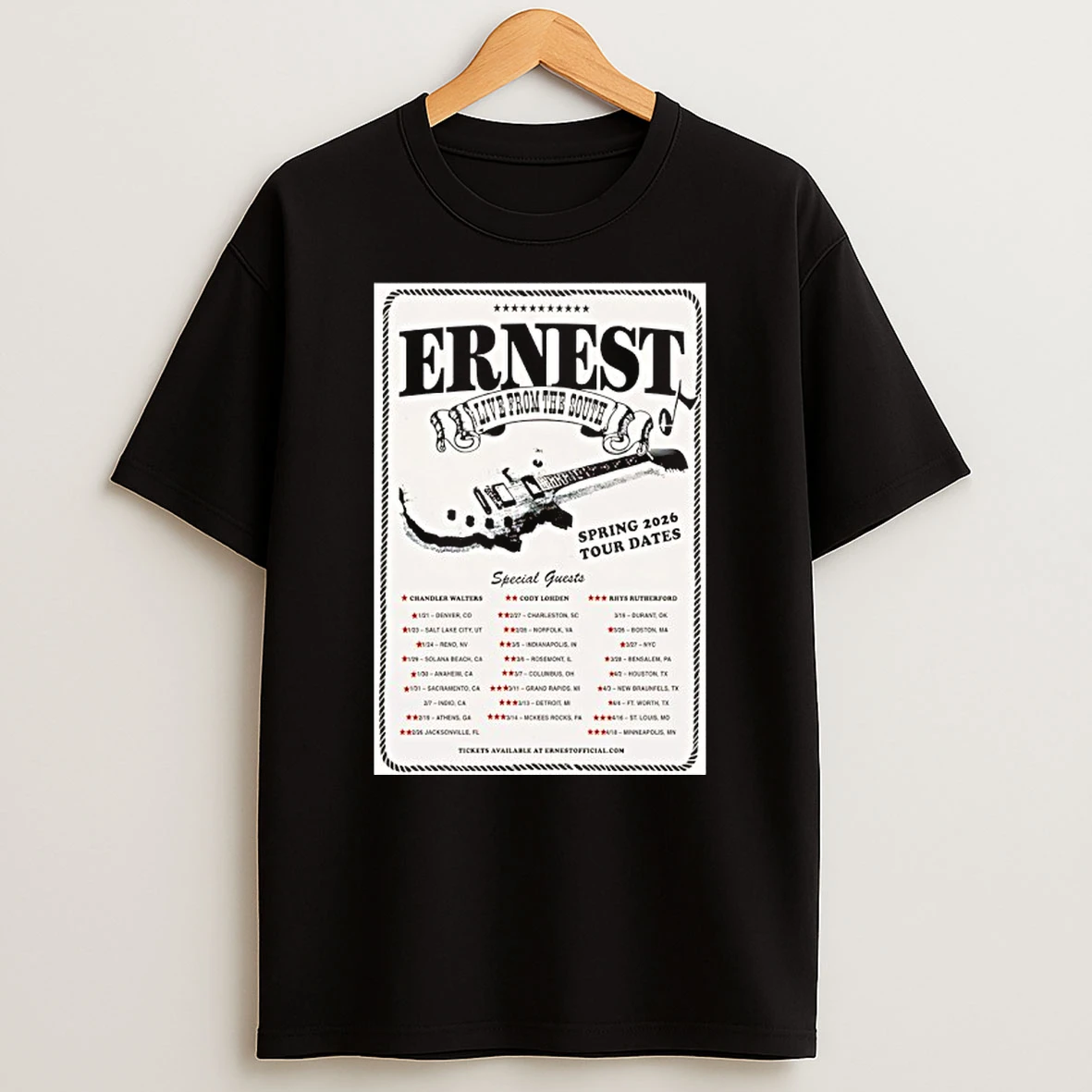 Ernest Live From The South Spring Tour Dates 2026 T Shirt