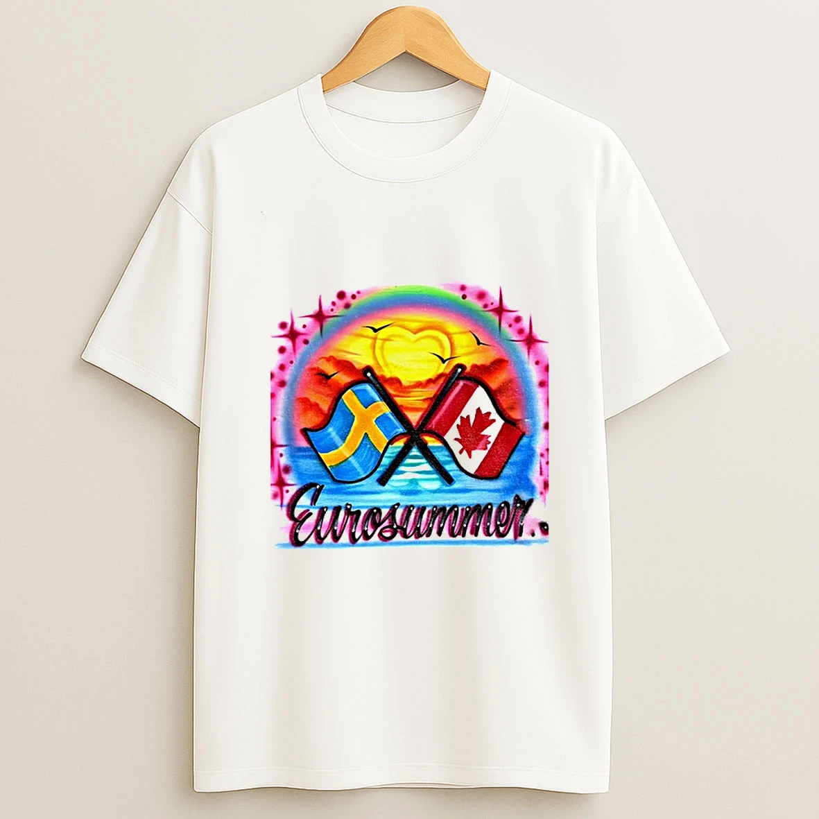 Eurosummer Sweden And Canada Flags Vintage T Shirt