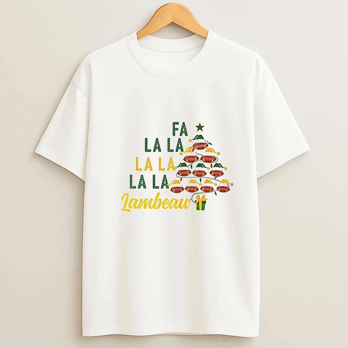 Fa La La La La Lambeau Christmas Tree Green Bay Packers Football Christmas T Shirt