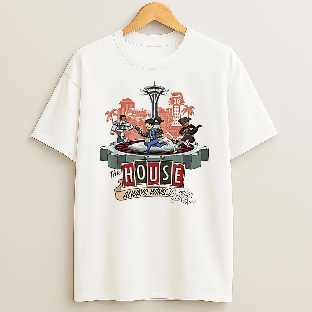 Fallout New Vegas Lucky 38 The House Always Wins T Shirt
