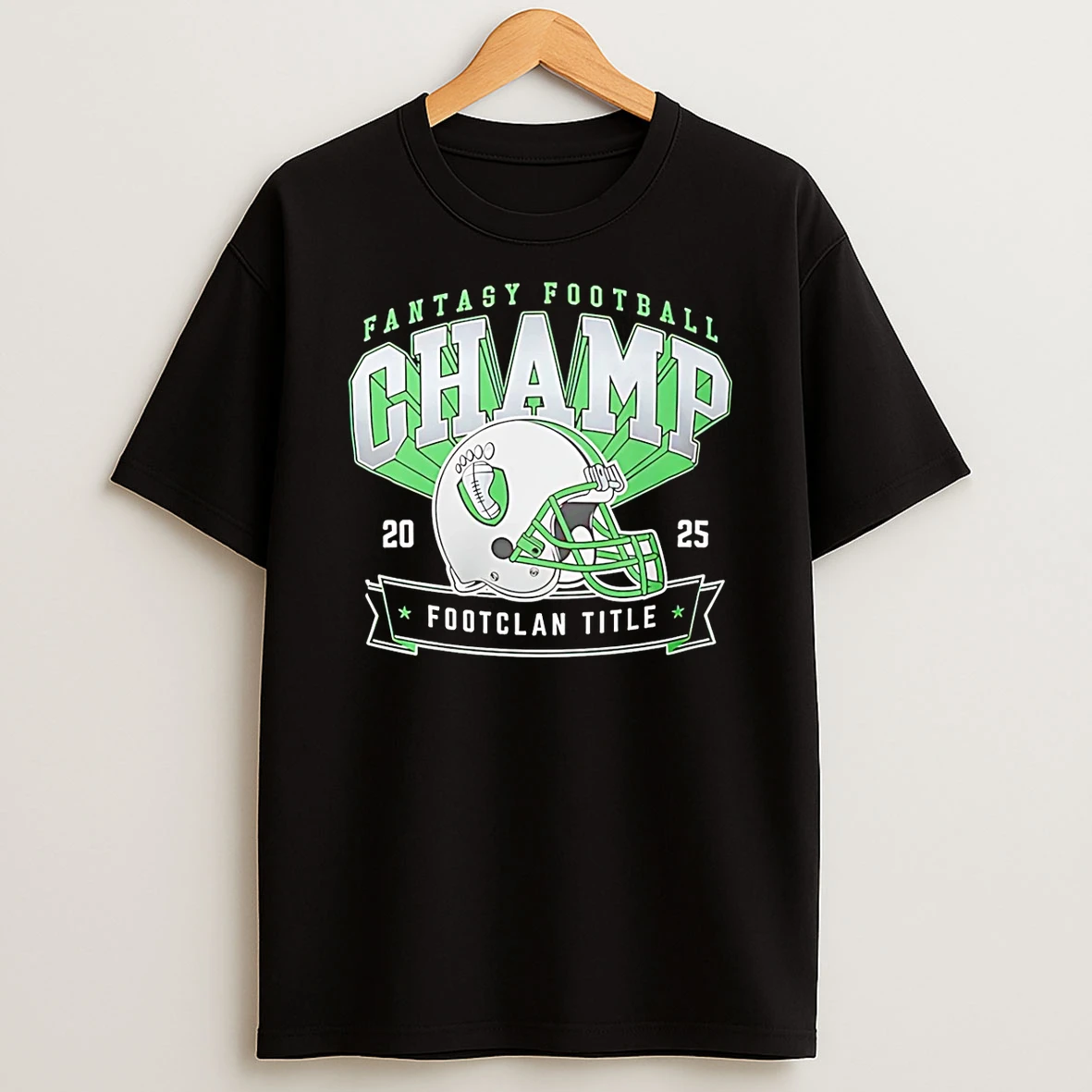 Fantasy Football Footclan Title Champion 2025 Helmet T Shirt