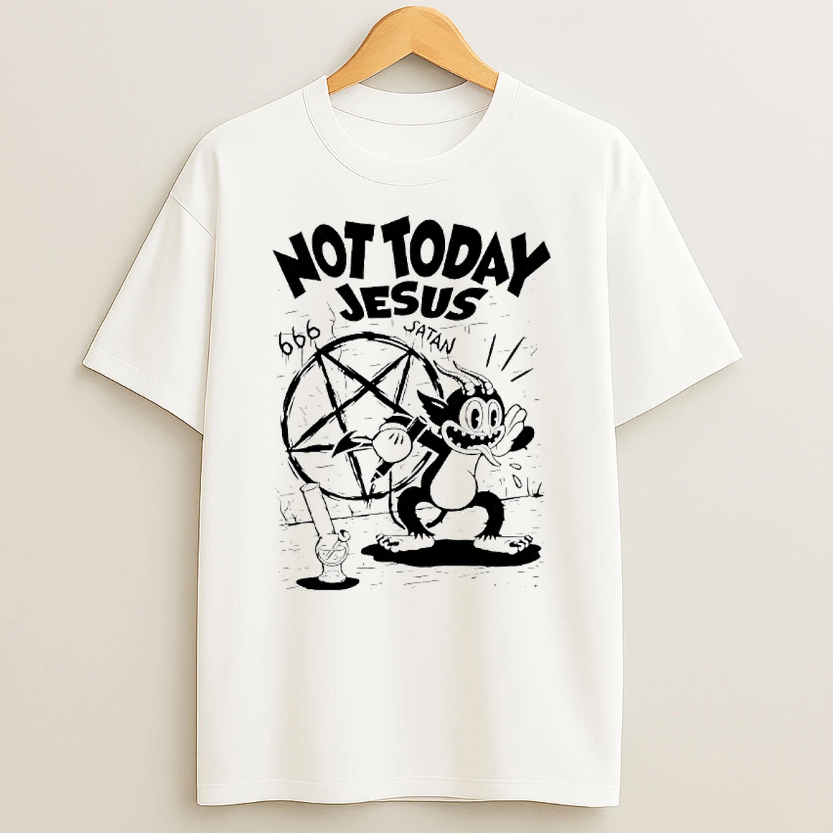 Felix Devil Not Today Jesus Satan Graphic T Shirt