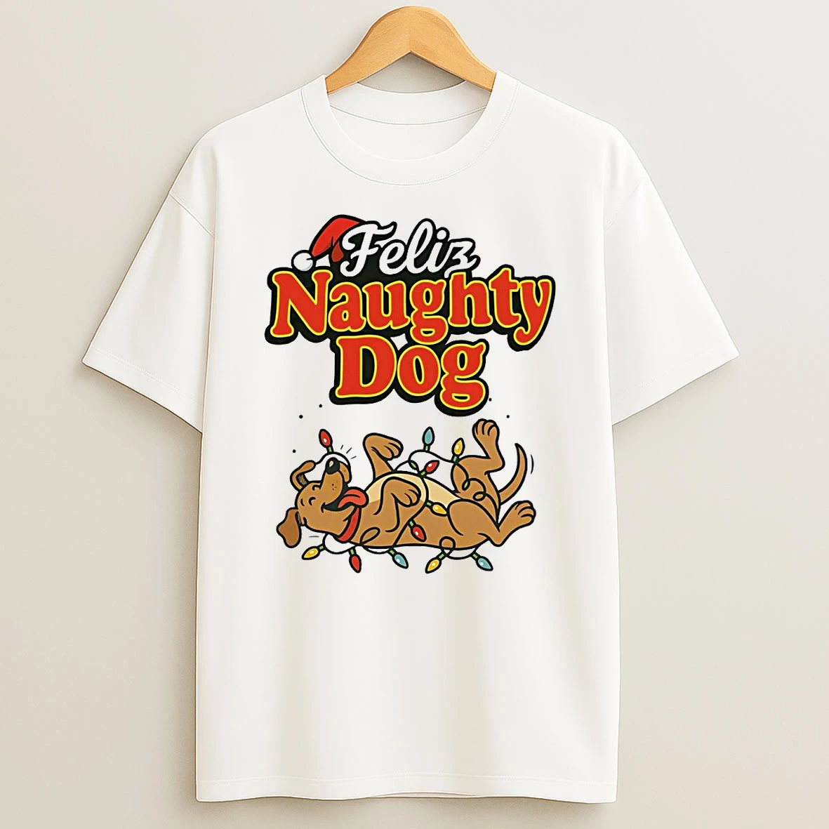 Feliz Naughty Dog Christmas T Shirt