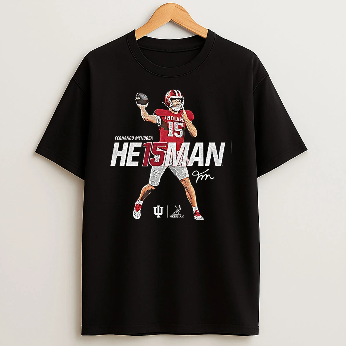 Fernando Mendoza Indiana Hoosiers 2025 Heisman Trophy Winner Stance Signature T Shirt