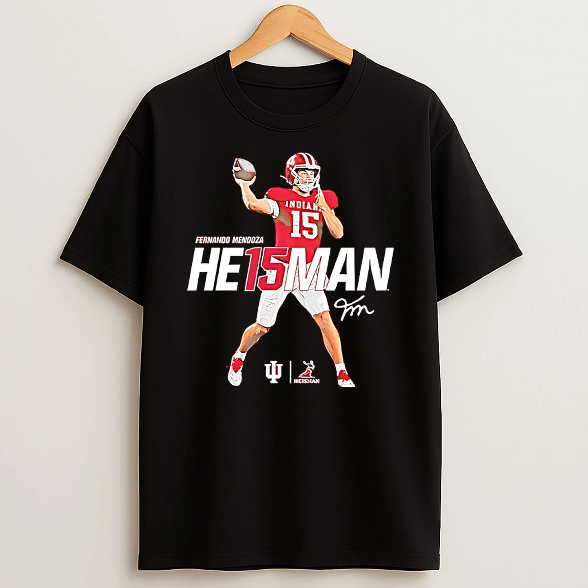 Fernando Mendoza Indiana Hoosiers Heisman Trophy Winner Stance Signature T Shirt