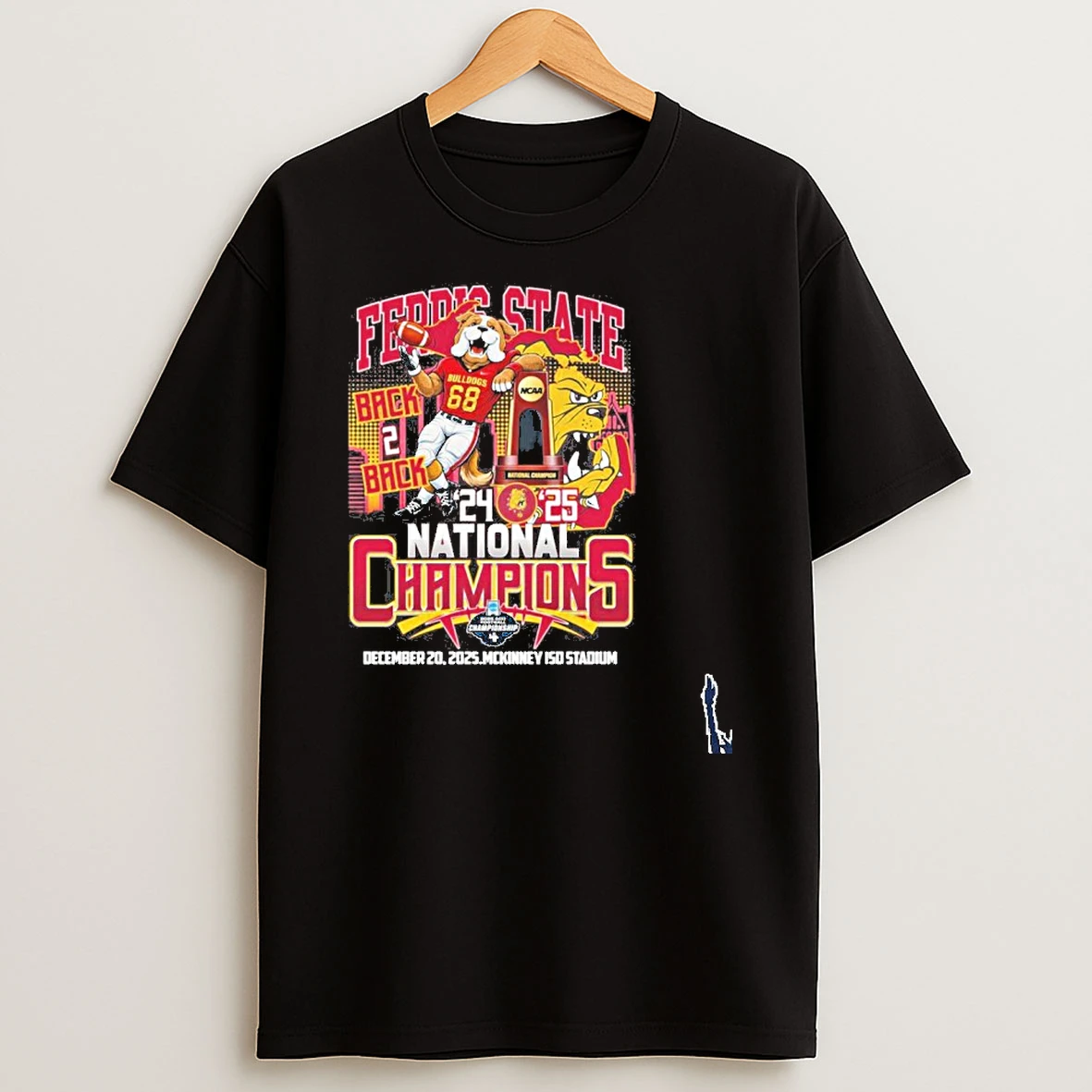 Ferris State Bulldogs Mascot Back 2 Back Ncaa Dii Football National Champions T Shirt