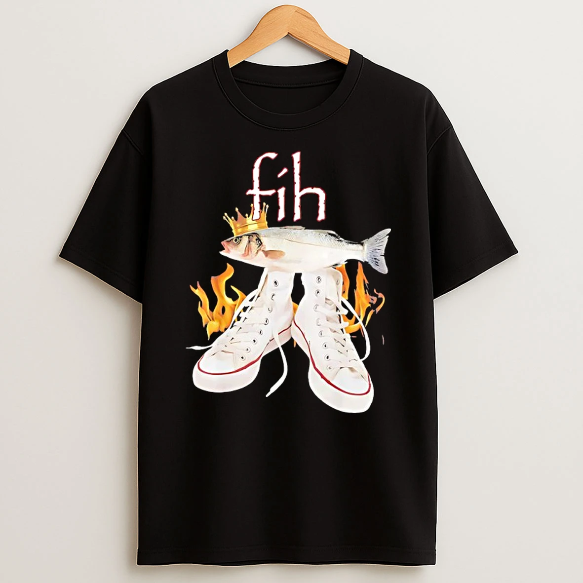 Fih Shoes Fish Misspelled Fish Graphic T Shirt
