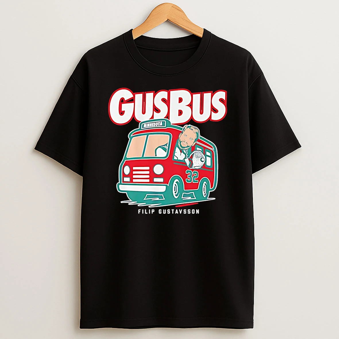 Filip Gustavsson Minnesota Wild Hop On The Gus Bus T Shirt