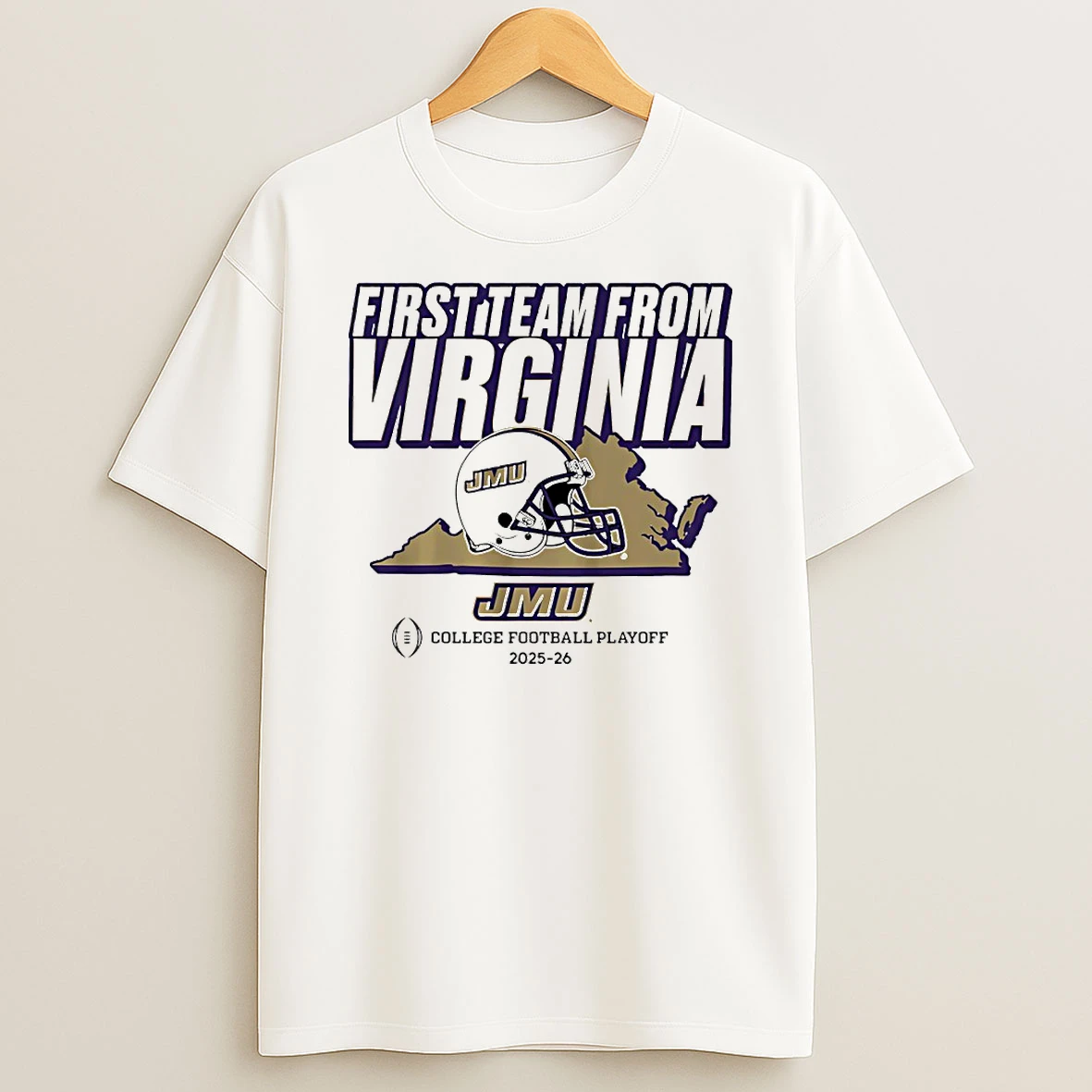 First Team From Virginia James Madison Dukes Football 2025 2026 Cfp Helmet Circle T Shirt