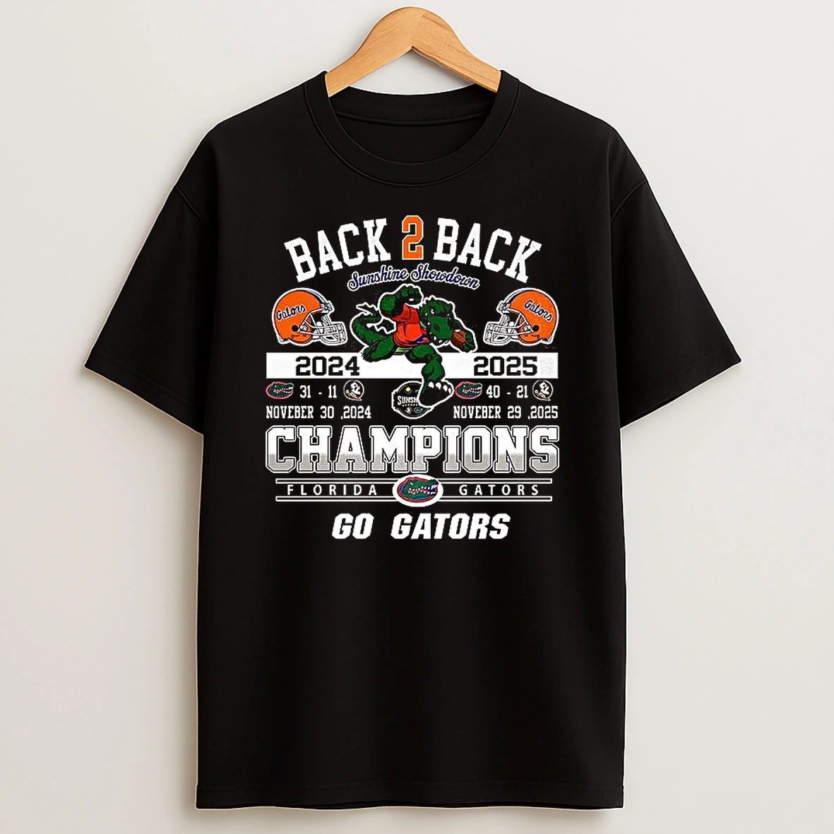 Florida Gators Back 2 Back Champions Go Gators 2025 T Shirt