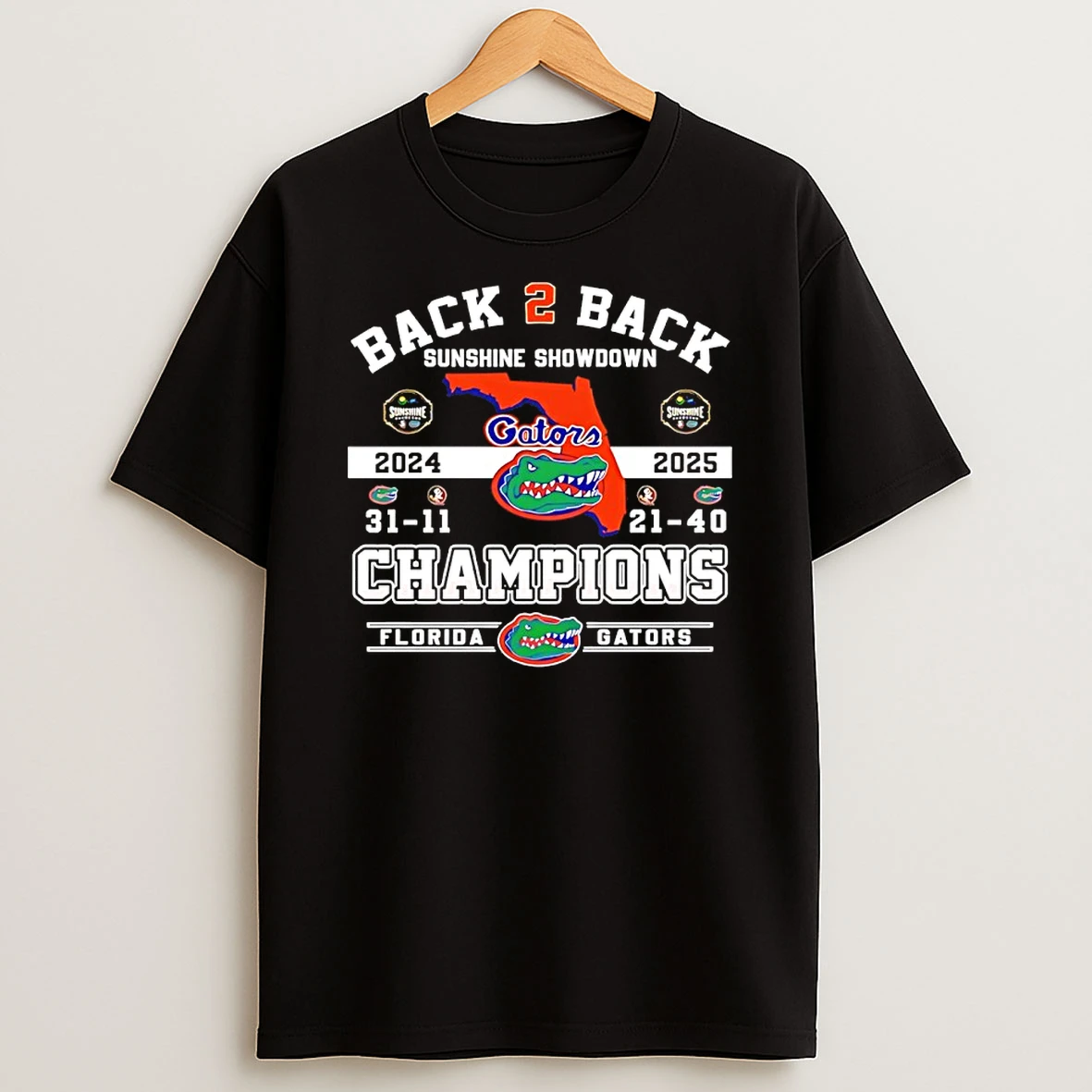 Florida Gators Back 2 Back Sunshine Showdown Champions 2024 2025 T Shirt
