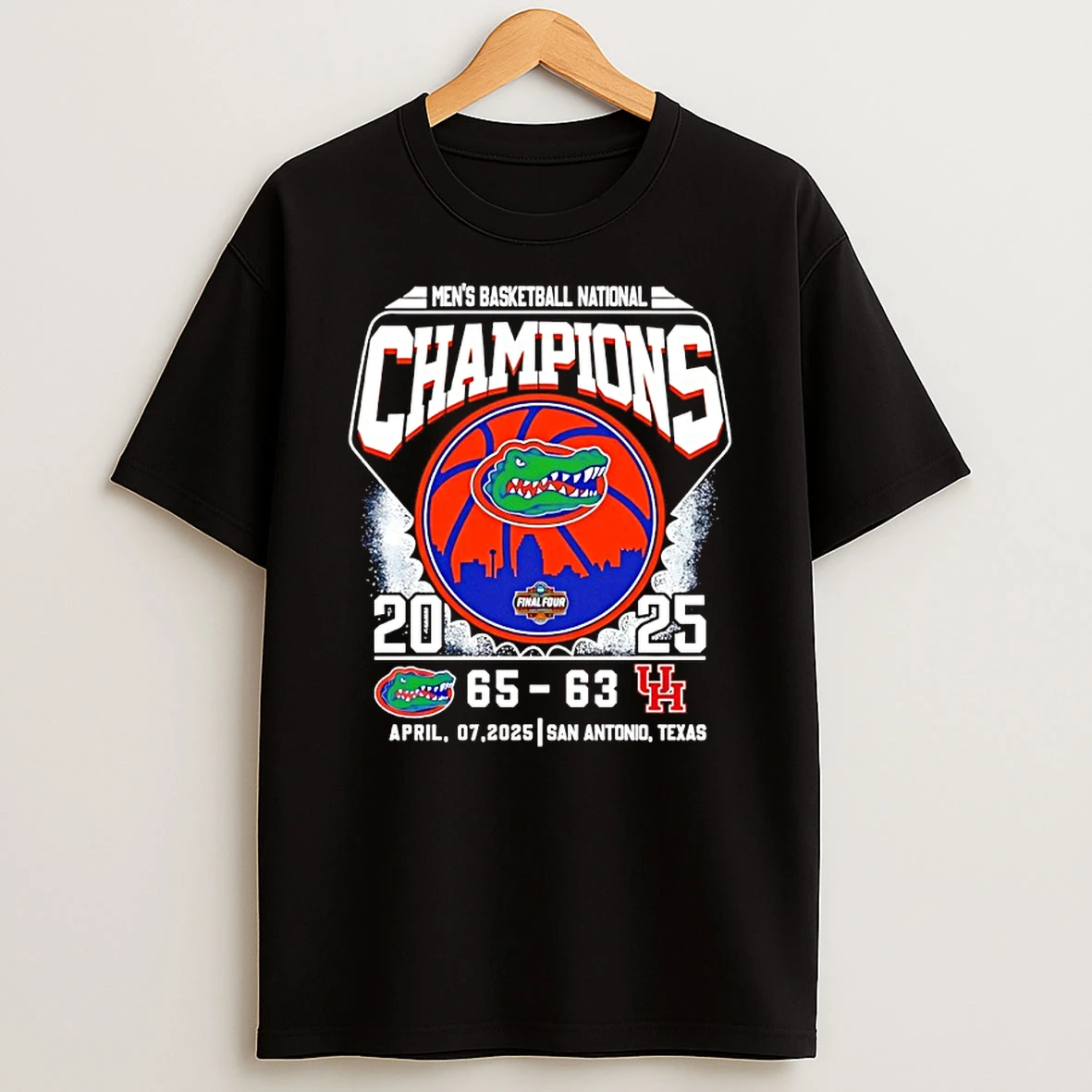 Florida Gators Beat Houston Cougars 65 63 Win 2025 Mens Basketball National Champions T Shirt