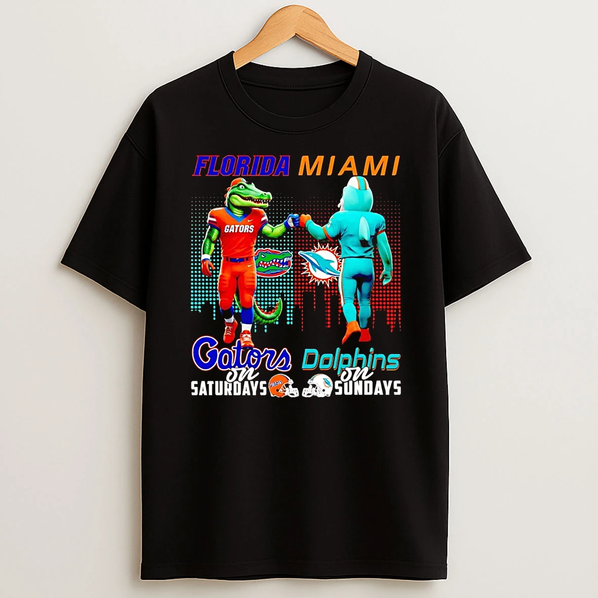 Florida Gators On Saturdays Miami Dolphins On Sundays Mascot T Shirt