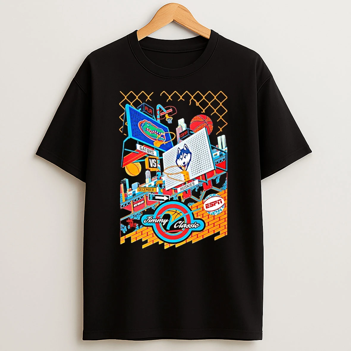 Florida Vs Uconn Jimmy V Classic Espn College Basketball 2025 T Shirt