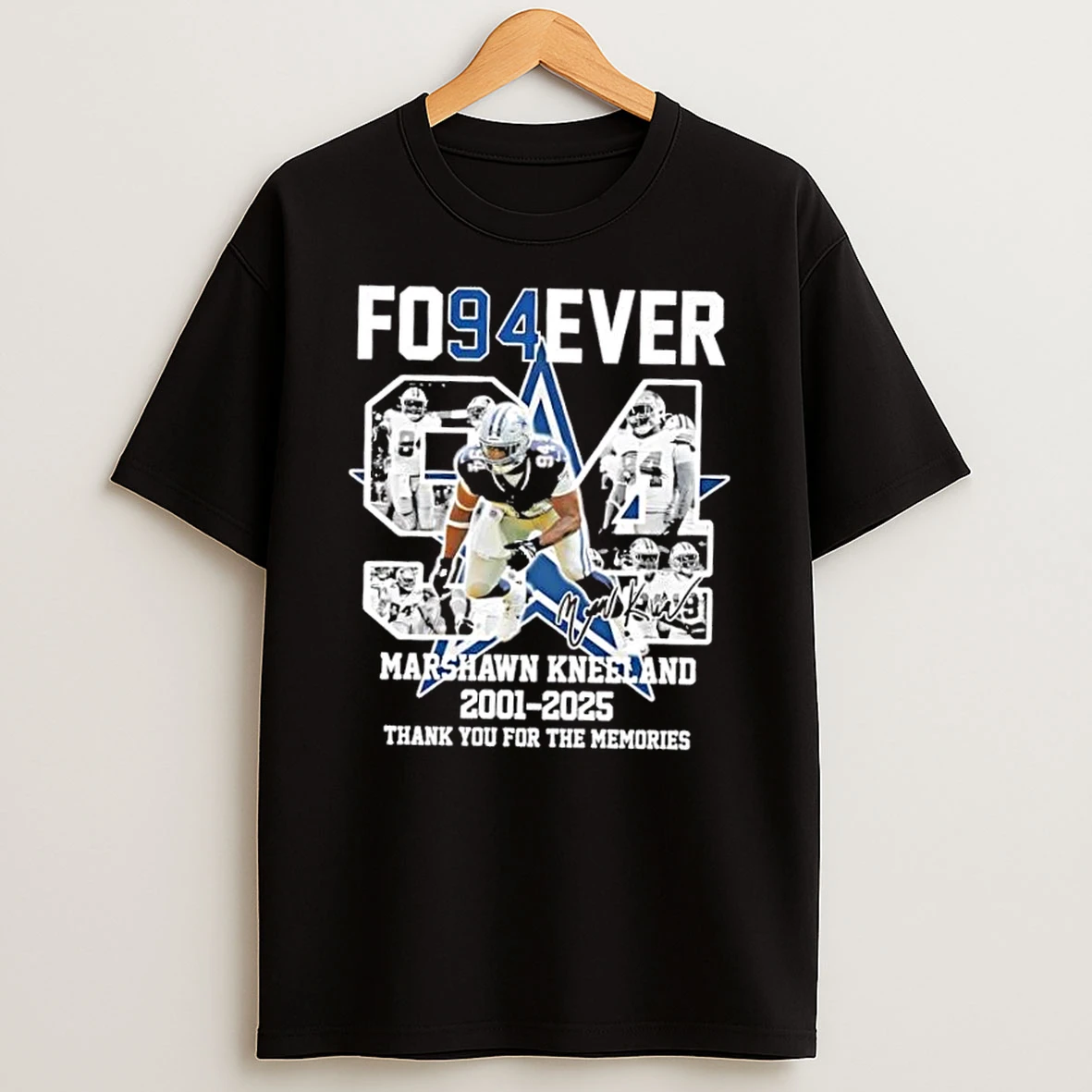 Forever 94 Dallas Cowboys Marshawn Kneeland 2001 2025 Thank You For The Memories Signature T Shirt