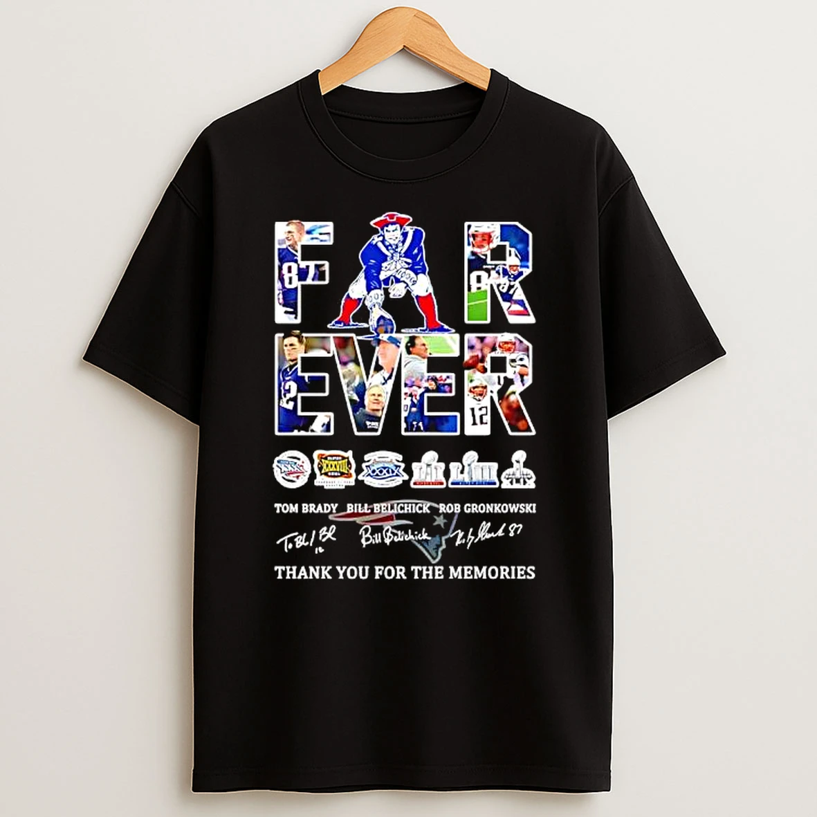 Forever Fan New England Patriots Football Thank You For The Memories Goat Signatures T Shirt